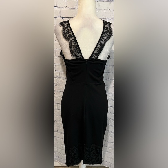 GUESS BLACK LACE V-BACK MIDI DRESS SIZE Large - Picture 7 of 12